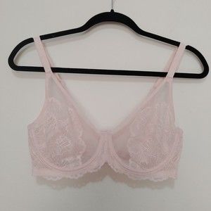 HSIA Blossom Light Pink Unlined Lace Minimizer Bra 34D Hook Loop Close B04-0227